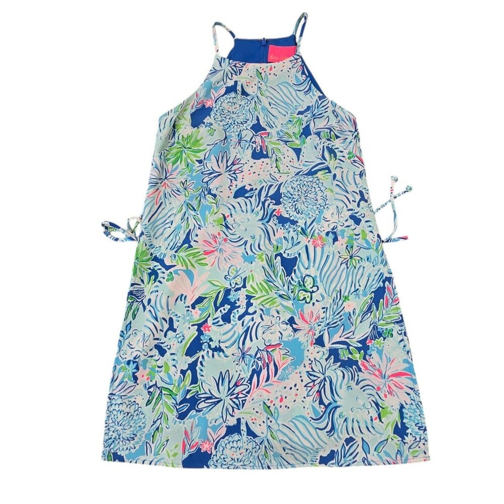 Lilly Pulitzer‎ Donna Halter Top Skort Romper Sz 4 Blue Lion Around Preppy Beach